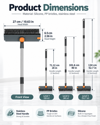 Mr. Clean 3-in-1 cleaning brush dimensions and materials