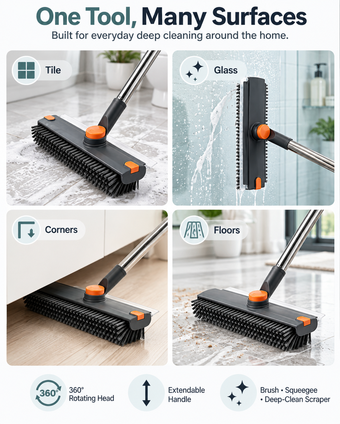 Mr. Clean 3-in-1 brush for tile glass corners and floors