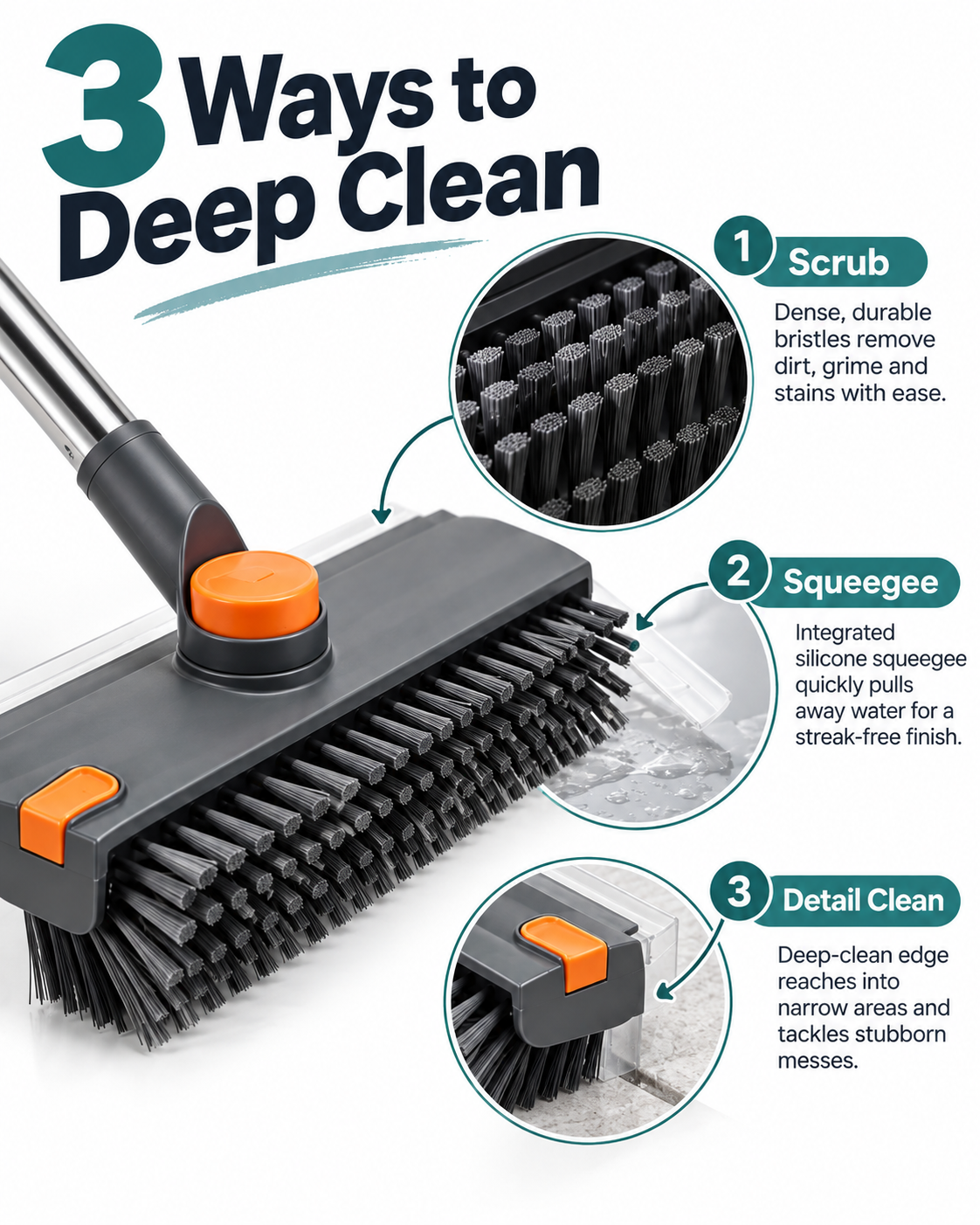 Mr. Clean cleaning brush functions scrub squeegee and detail clean
