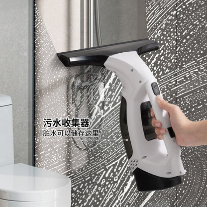 Cordless window cleaner used on shower glass